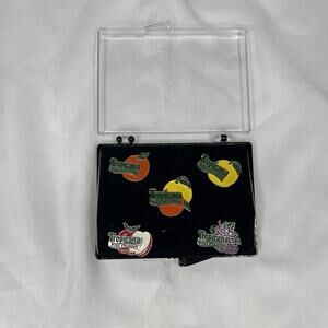 Tropicana Pins Collection Set, collectible, vintage, memorabilia, fruits, fun.